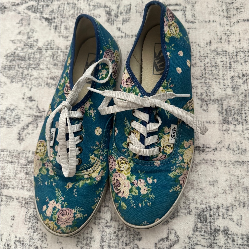 Vans Blue Floral Canvas Sneakers
